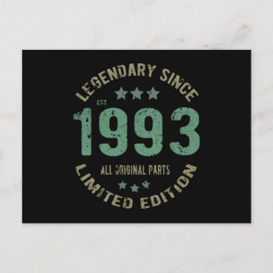 28 Year Old Bday 1993 Legend Since 28th Birthday Postcard