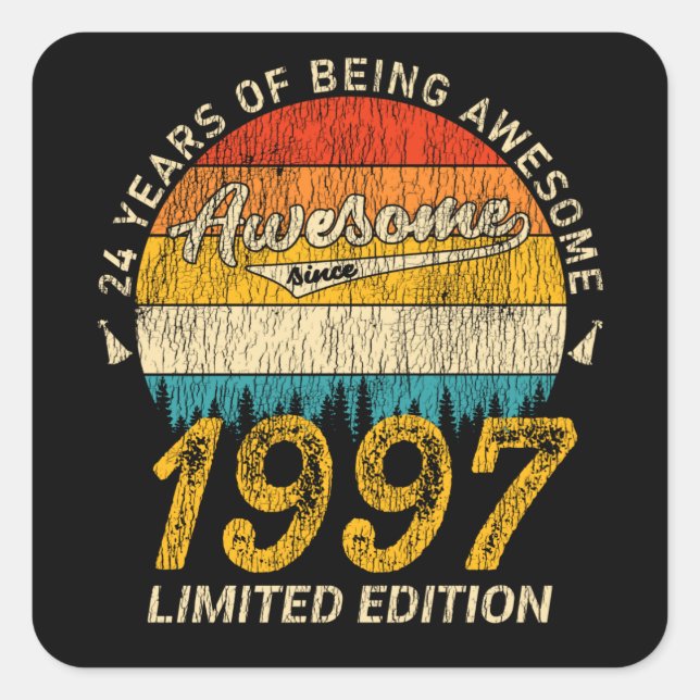 28 Year Old Bday Retro Awesome 28th Birthday Gift Square Sticker (Front)