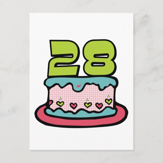 28 Year Old Birthday Cake Postcard (Front)