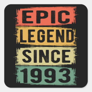 28 Years Old Bday 1993 Epic Legend 28th Birthday Square Sticker