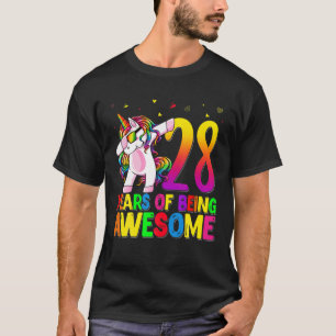 28 Years Old Birthday Unicorn Dabbing 28Th Birthda T-Shirt