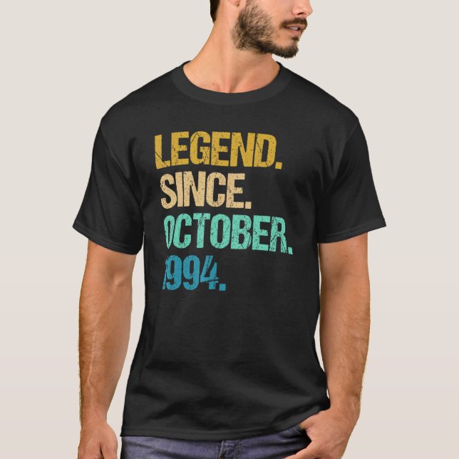 28 Years Old  Legend Since October 1994 28th Birth T-Shirt (Front)