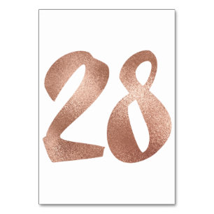 28Table Number White Metallic Pink Rose Gold Table Number