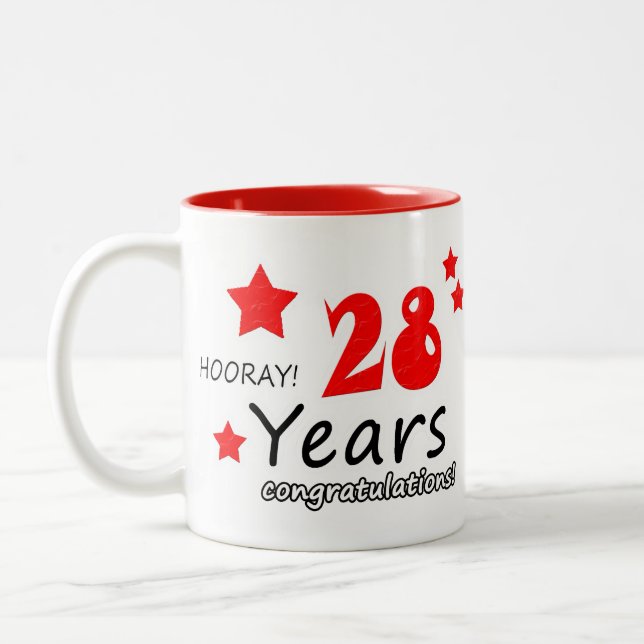 28th anniversary, 28 Years Wedding Anniversaries Two-Tone Coffee Mug (Left)