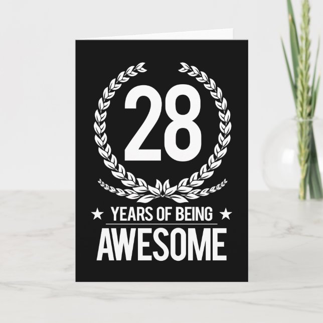 28th Birthday (28 Years Of Being Awesome) Card (Front)