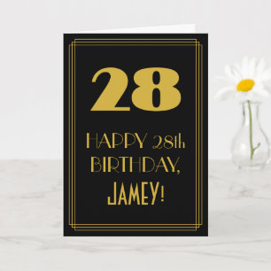 28th Birthday ~ Art Deco Inspired Look "28" & Name Card