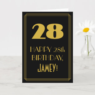 28th Birthday ~ Art Deco Inspired Look "28" & Name Card