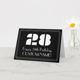 28th Birthday: Art Deco Inspired Look "28" & Name Card
