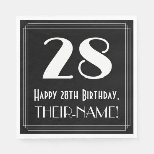 28th Birthday ~ Art Deco Inspired Look "28", Name Napkin