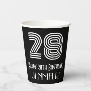 28th Birthday — Art Deco Inspired Look “28” Paper Cups