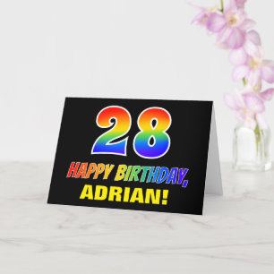 28th Birthday: Bold, Fun, Simple, Rainbow 28 Card