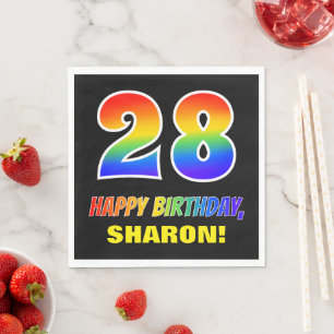 28th Birthday: Bold, Fun, Simple, Rainbow 28 Napkin