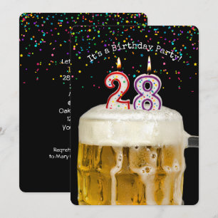 28th Birthday Candle Party Invitation