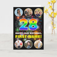 28th Birthday: Fun Rainbow #, Custom Name & Photos