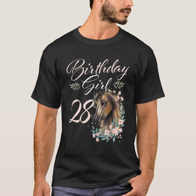 28th Birthday Girl Horse  28 Years Old Bday T-Shirt (Front)