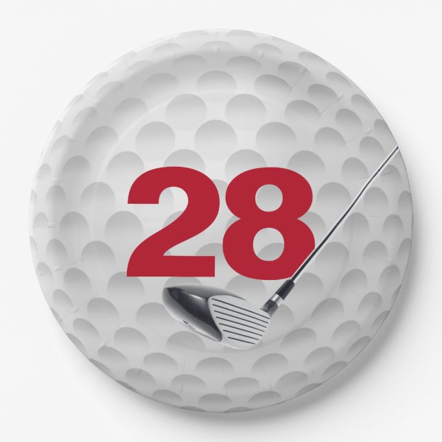 28th Birthday Golf Ball Design Paper Plate (Front)