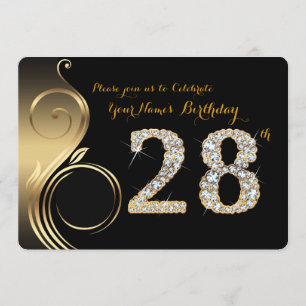 28th,Birthday Invitation,Number Diamond,Photo Invitation