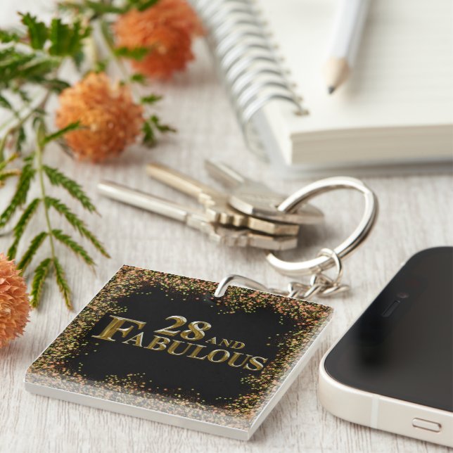 28th  Birthday  Key Ring (Front Right)