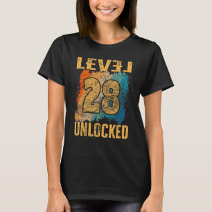28th Birthday Level Unlocked Vintage Retro T-Shirt