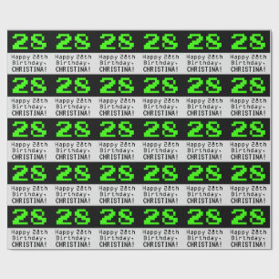 28th Birthday - Nerdy / Geeky Style "28" and Name Wrapping Paper