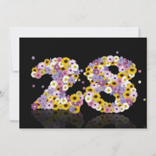 28th Birthday party, with flowered letters Invitation