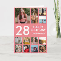 28th Birthday Photo Collage 13 Photos Pink & White