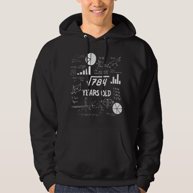 28th Birthday Square Root Math 28 Years Old Bday Hoodie (Front)