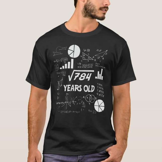28th Birthday Square Root Math 28 Years Old Bday T-Shirt (Front)