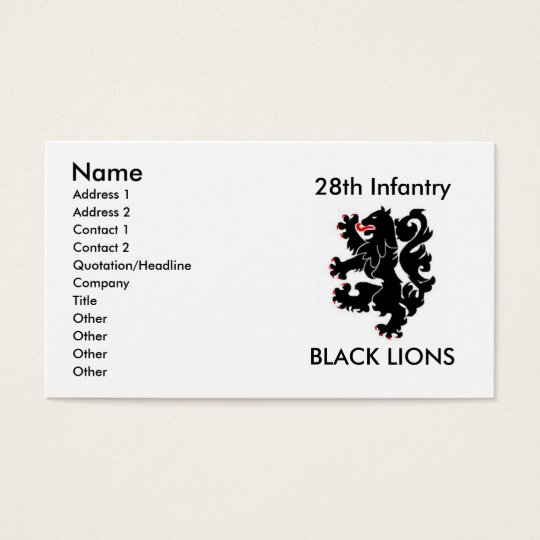 28th inf black lions Calling Card