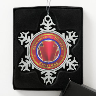 28th Infantry Division   Snowflake Pewter Christmas Ornament