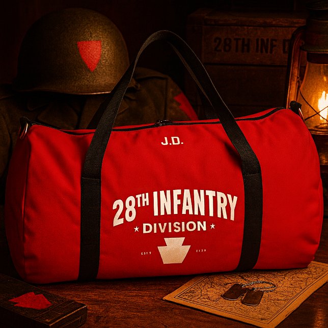 28th Infantry Division Tribute Personalized Red Duffle Bag (28th Infantry Division (Bloody-Bucket) Tribute Black Duffle Red Bag)
