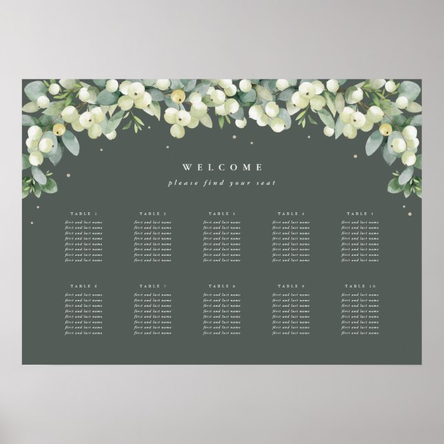 28x20" 10 Tables of 8 Seating Chart Poster (Front)