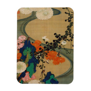 29. 菊花流水図, 若冲 Chrysanthemum & Stream, Jakuchū Magnet