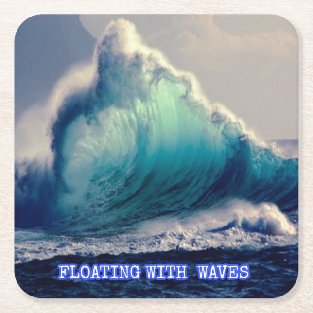 29.Blue ocean waves,gifts for ocean lovers,vintage Square Paper Coaster (Front)