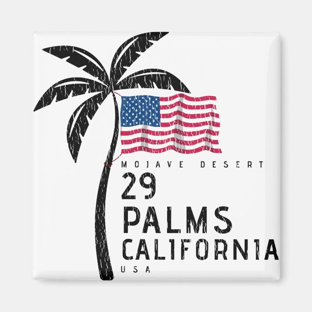 29 Palms California American Flag Palm Tree Magnet (Front)