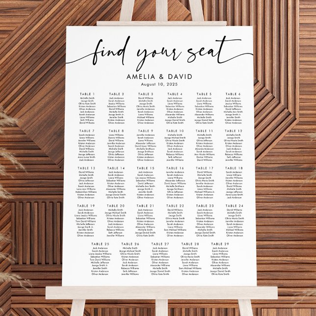 29 Tables Find Your Seat Seating Chart (Creator Uploaded)