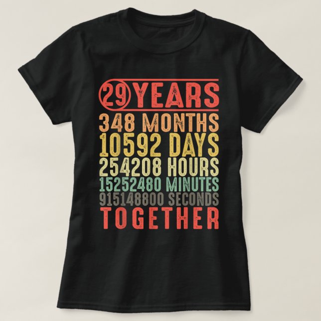29 Year 29th Wedding Anniversary Gifts for Her Him T-Shirt (Design Front)