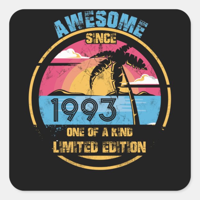 29 Year Old Awesome Since 1993 29th Birthday Square Sticker (Front)
