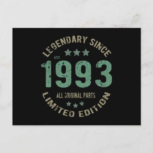 29 Year Old Bday 1993 Legend Since 29th Birthday Postcard (Front)