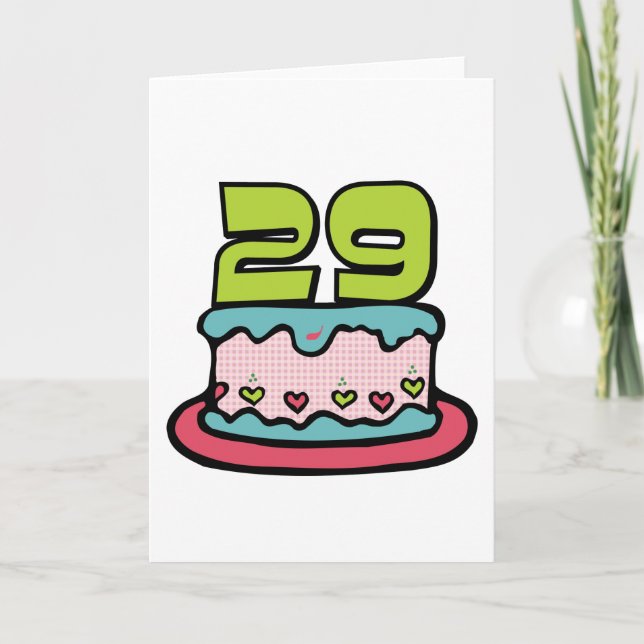 29 Year Old Birthday Cake Card (Front)