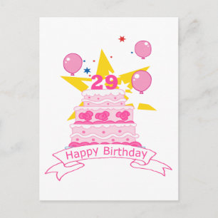 29 Year Old Birthday Cake Postcard