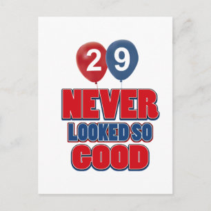 29 year old birthday designs postcard