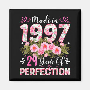 29 Year Old Made In 1997 Floral 29th Birthday Wome Magnet