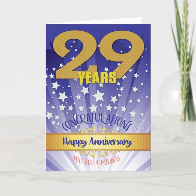 29 Year Recovery Anniversary Bold Numeral Card (Front)