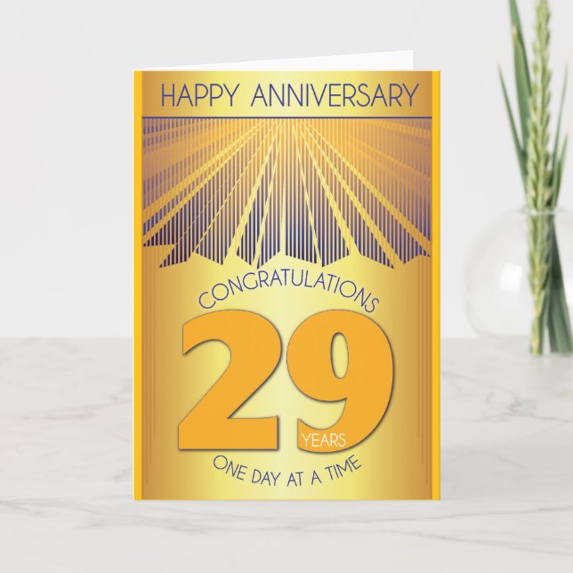 29 Year Sober Anniversary | Golden Ray 12 Step  Card (Front)
