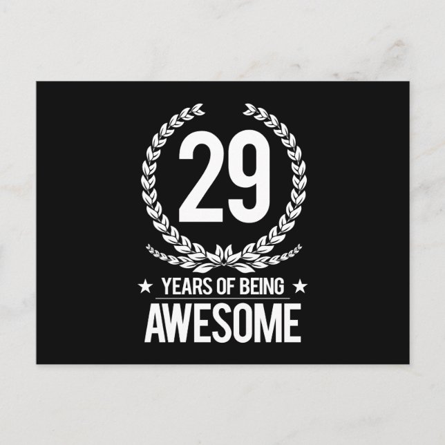 29th Birthday (29 Years Of Being Awesome) Postcard (Front)