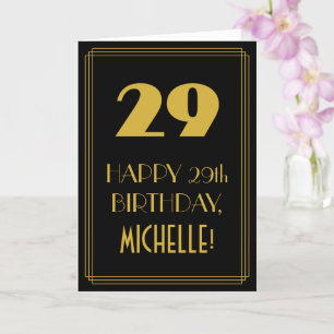29th Birthday ~ Art Deco Inspired Look "29" & Name Card