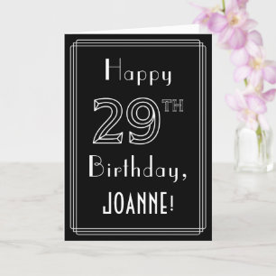 29th Birthday: Art Deco Style # 29 & Custom Name Card