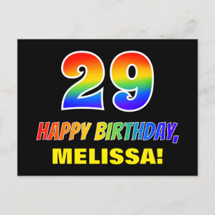 29th Birthday: Bold, Fun, Simple, Rainbow 29 Postcard