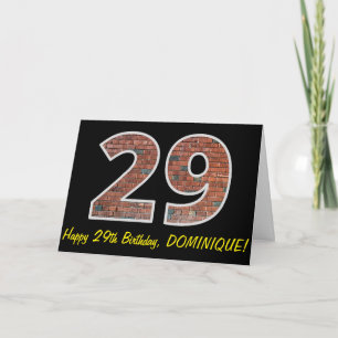 29th Birthday - Brick Wall Pattern "29" w/ Name Card